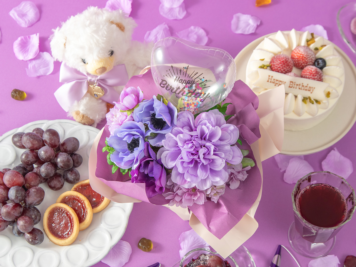 そのまま飾れる推し色ブーケ パープル(紫色)