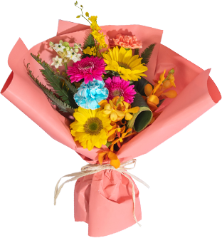 陽気なエネルギーを届けるカラフルな花束