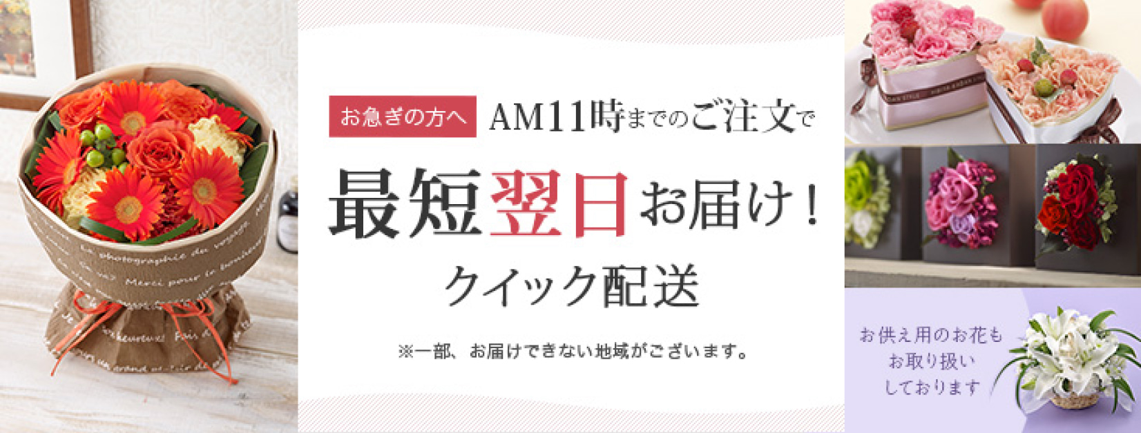 お急ぎの方へ AM11時までのご注文で最短翌日お届け！クイック配送